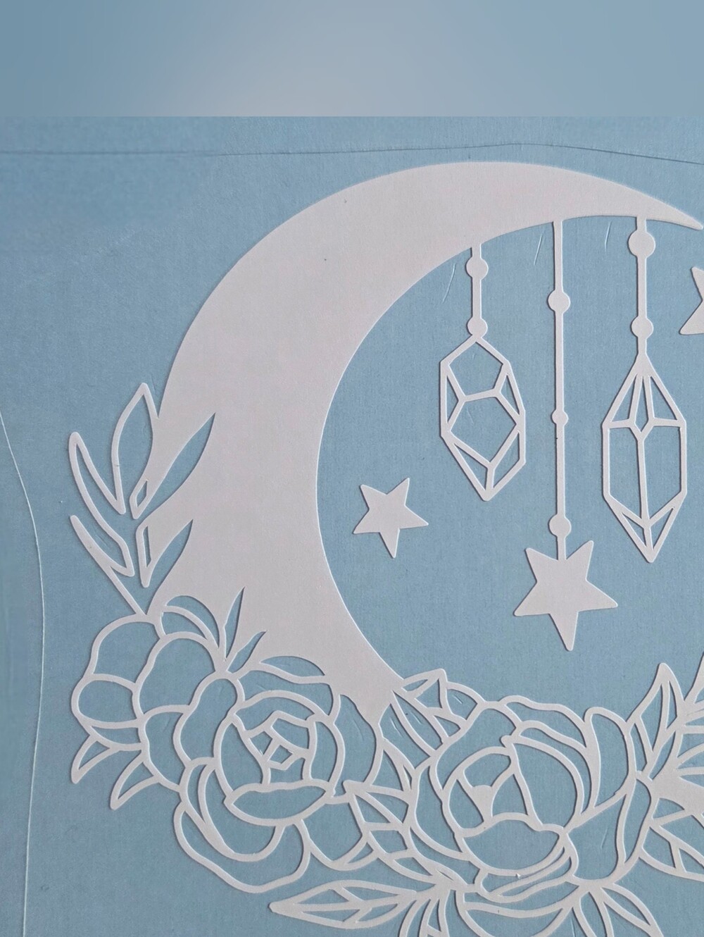 Floral Moon and Crystal Vinyl Decal